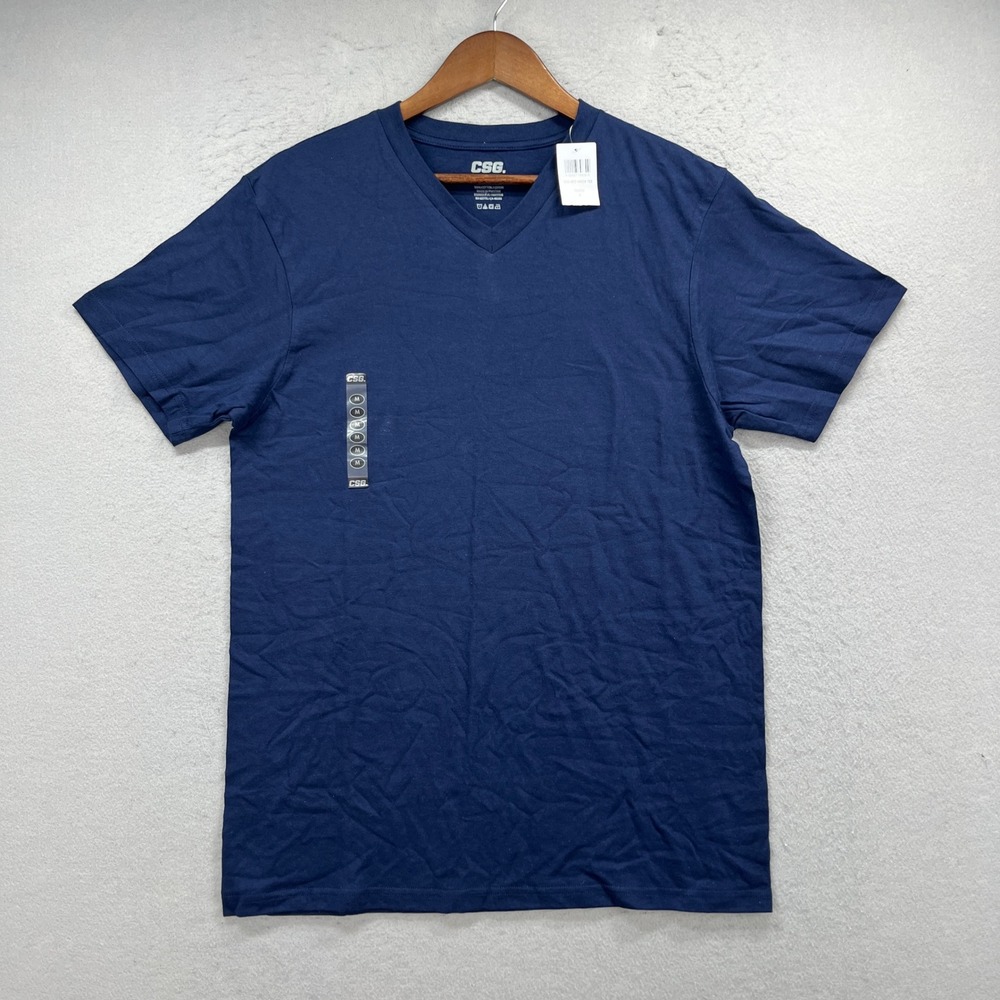 CSG T Shirt Men Medium Blue V Neck Short Sleeve Casual Active Gym Athleisure NEW